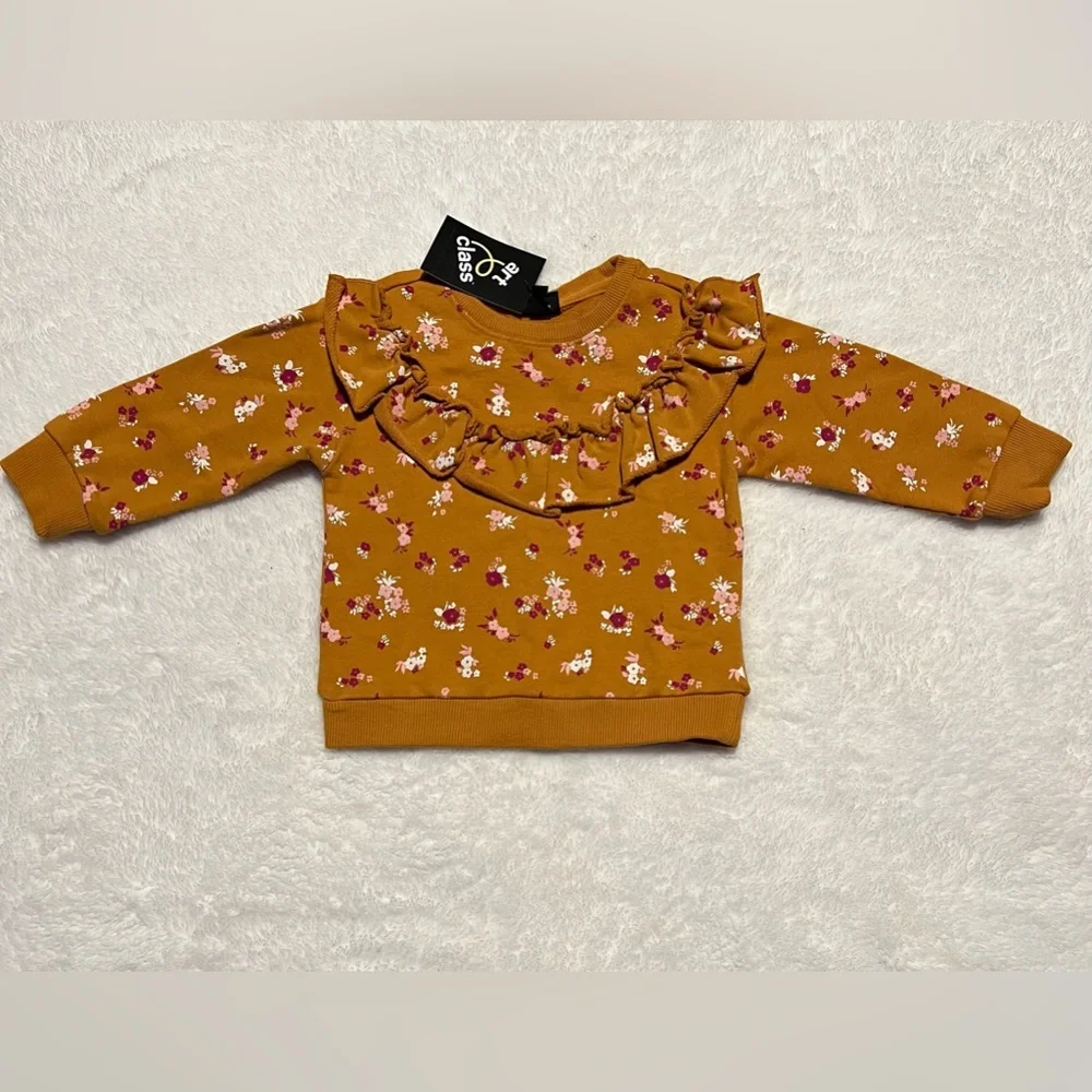 Art Class Gold with Flowers Crew Sweatshirt, NWT! - Picture 1 of 2